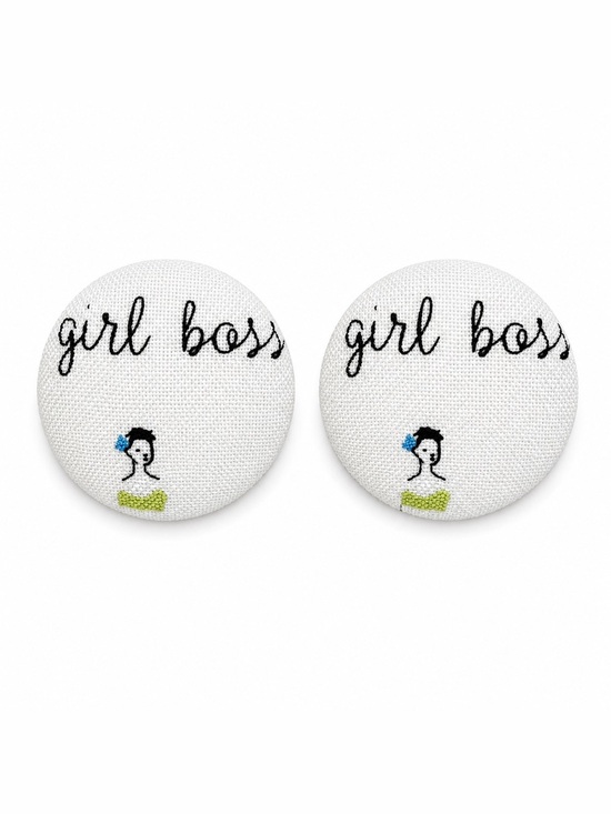 Girl Boss Other - Girl Boss Small White Fabric Button Earrings
